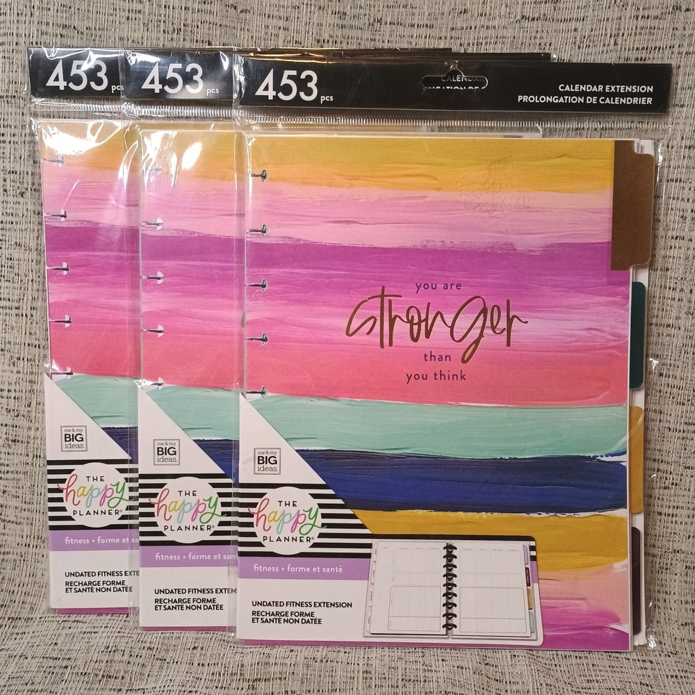 3 Packs of The Happy Planner Fitness Extension Pack Undated - 1 Year Supply New